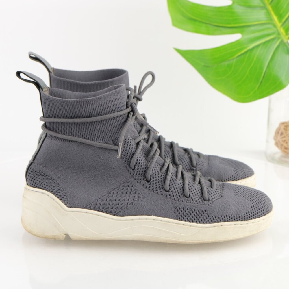 J/Slides Womens Jilly Sneaker Size 9 Gray Knit High Top Platform Lace Up Shoe